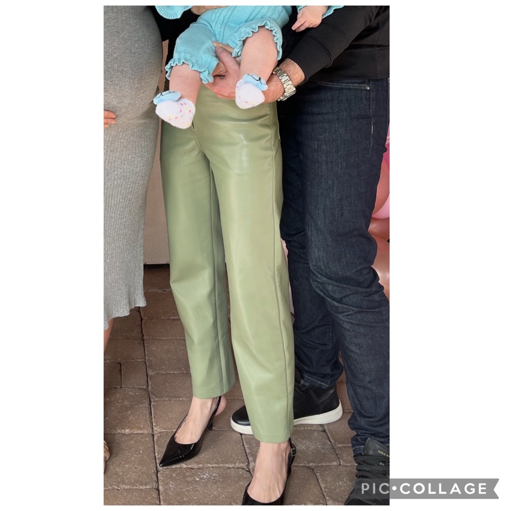 Aritzia petite leather Green Pants